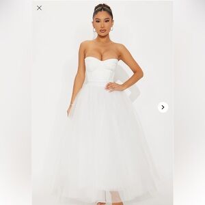 Fashion Nova Dreamy White Tulle Midi Dress